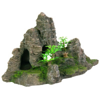 Грот "Скалы с пещерой с растениями", 22 см, пластик