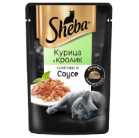 Sheba 75г пауч Влажный корм для взрослых кошек Ломтики Курица и кролик в соусе