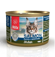 Blitz Holistic Sterilized Влажный корм для взрослых стерилизованных кошек, Лосось с креветками в суфле