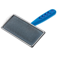 Пуходерка DeLIGHT металлическая с пластиковой синей ручкой большая