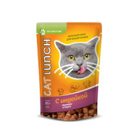 Cat Lunch 85г пауч Влажный корм для кошек Индейка в соусе 
