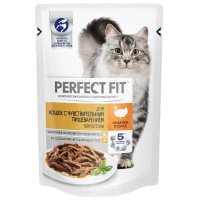 Perfect Fit 75г пауч Sensitive Влажный корм для кошек с чувствительным пищеварением Индейка (соус)
