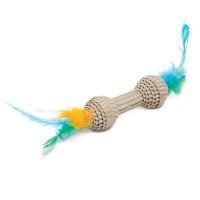 Triol Игрушка для кошек из гофрокартона NATURAL Гантель с перьями, 10*20см