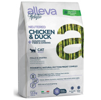 Alleva Holistic Cat 1,5кг Сухой беззерновой корм для стерилизованных кошек и котов Курица, утка