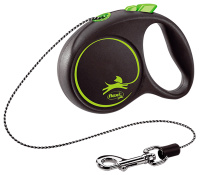 Поводок-рулетка Flexi Black Design cord XS 3m 8 kg green