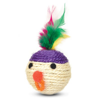 Triol Когтеточка для кошек "Мяч мордашка с перьями", d 6,5 см (2010S)