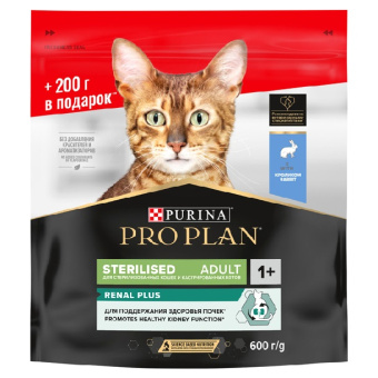 Pro Plan 400г+200г Sterilised Сухой корм для взрослых стерилизованных кошек Кролик
