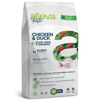 Alleva Holistic Dog 2кг Cухой беззерновой корм для щенков мелких пород Курица, утка и алое вера