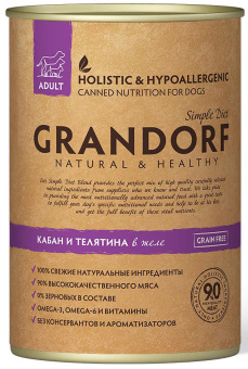 GRANDORF 400г конс. Wild Boar&Veal Влажный корм для взрослых собак всех пород Кабан и телятина