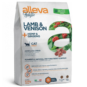 РАЗВЕС Alleva Holistic Cat Сухой корм для взрослых кошек с ягненком и олениной, коноплей и женьшенем