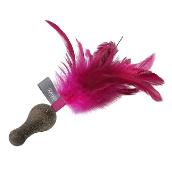 JOYSER Игрушка для кошек из спрессованной кошачьей мяты с перьями розовый, 21см