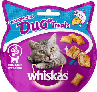 Whiskas Duo Treast лакомство для взрослых кошек, Лосось и сыр 
