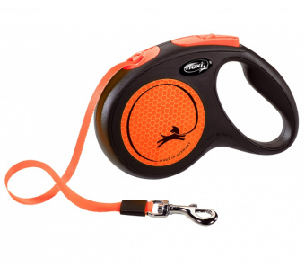Поводок-рулетка Flexi New Neon tape M 5m 25 kg orange